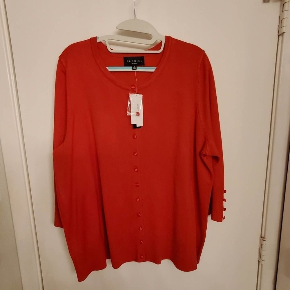 Premise orange 3/4 sleeve button‎ cardigan Plus Size 1X New